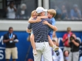 August 19, 2018: Brandt Snedeker is joined by his family to celebrate him winning the Wyndham Championship at Sedgefield Country Club in Greensboro, NC. Jonathan Huff/CSM