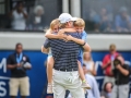 August 19, 2018: Brandt Snedeker is joined by his family to celebrate him winning the Wyndham Championship at Sedgefield Country Club in Greensboro, NC. Jonathan Huff/CSM
